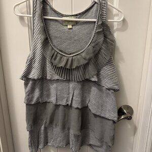 Deletta Anthropologie Gray Layered Ruffle Tank L